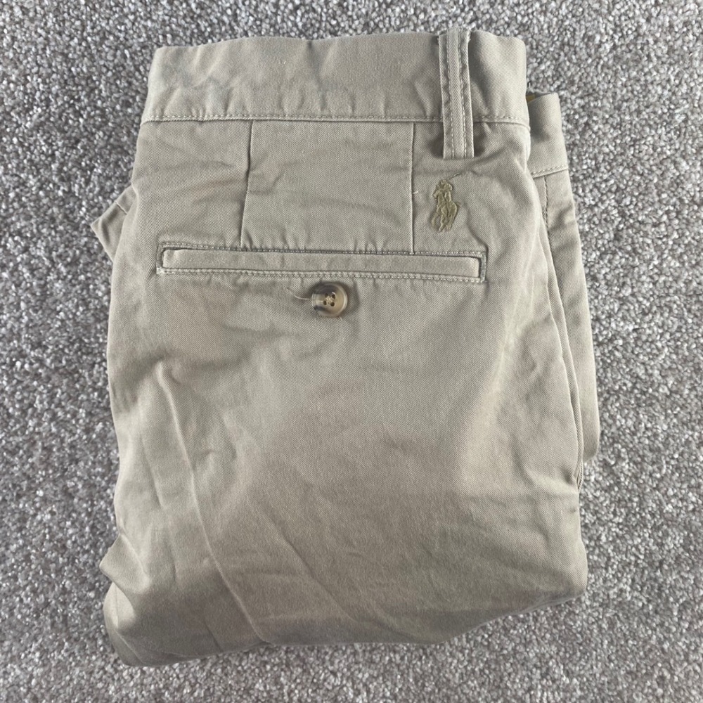 Polo Ralph Lauren Stretch Slim Fit Chino Pants Tan Khaki Twill Mens 30x30 Pony